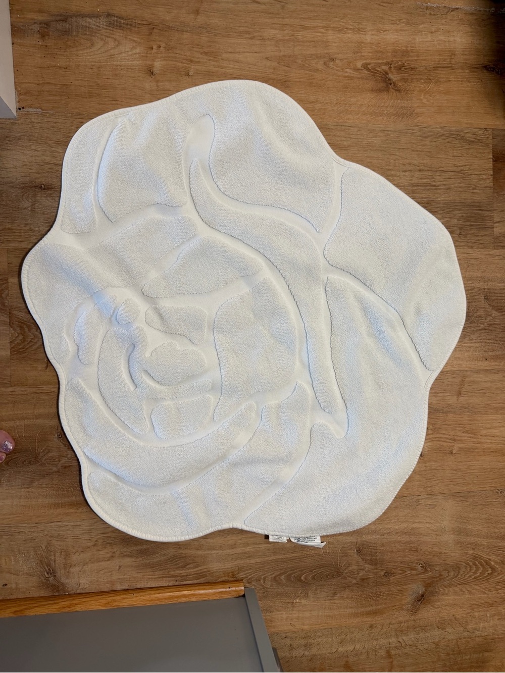 Loveshack Fancy White Rose Shaped Bath Mat Rug